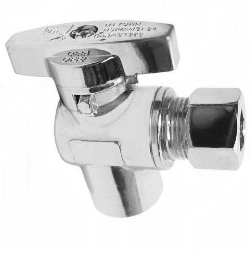 5M-1/4 Turn Angle Stop VALVE W/ABS Straight Handle -3/8″ Comp. X 1/2″ Sweat-5M-STW3812-A